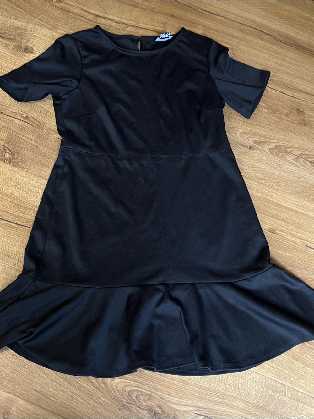ASOS Black Short-Sleeve Ruffle-Hem Mini Dress